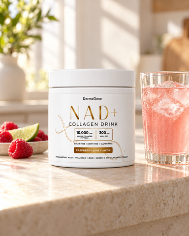 DermaGene® REBORN NAD+ Collagen Longevity Beauty Drink with NR, Marine Collagen Peptides, Hyaluronic Acid & Vitamin C