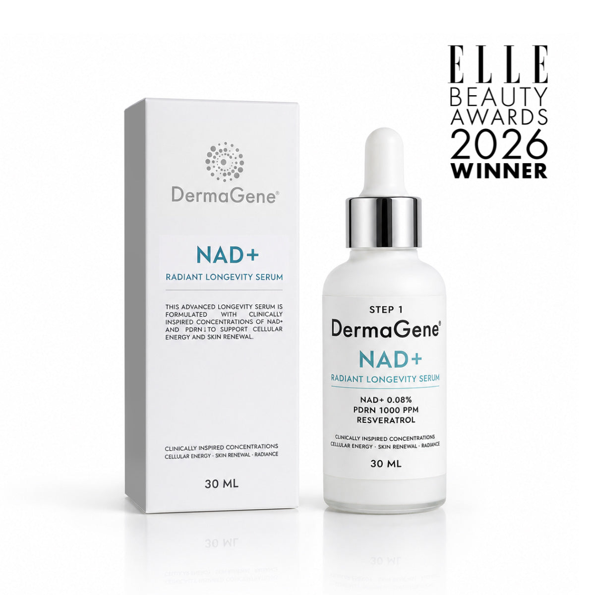 DermaGene® NAD⁺ Radiant Longevity Serum 0,08 % NAD⁺ + 1000 ppm PDRN Anti-Aging Straffungsserum