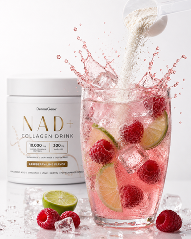 DermaGene® REBORN NAD+ Kollagen Langlebigkeits-Beauty-Drink mit NR, marinen Kollagenpeptiden, Hyaluronsäure & Vitamin C