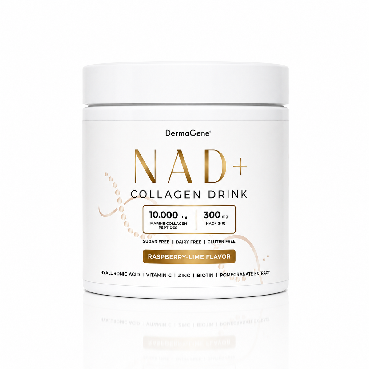 DermaGene® REBORN NAD+ Kollagen Langlebigkeits-Beauty-Drink mit NR, marinen Kollagenpeptiden, Hyaluronsäure & Vitamin C